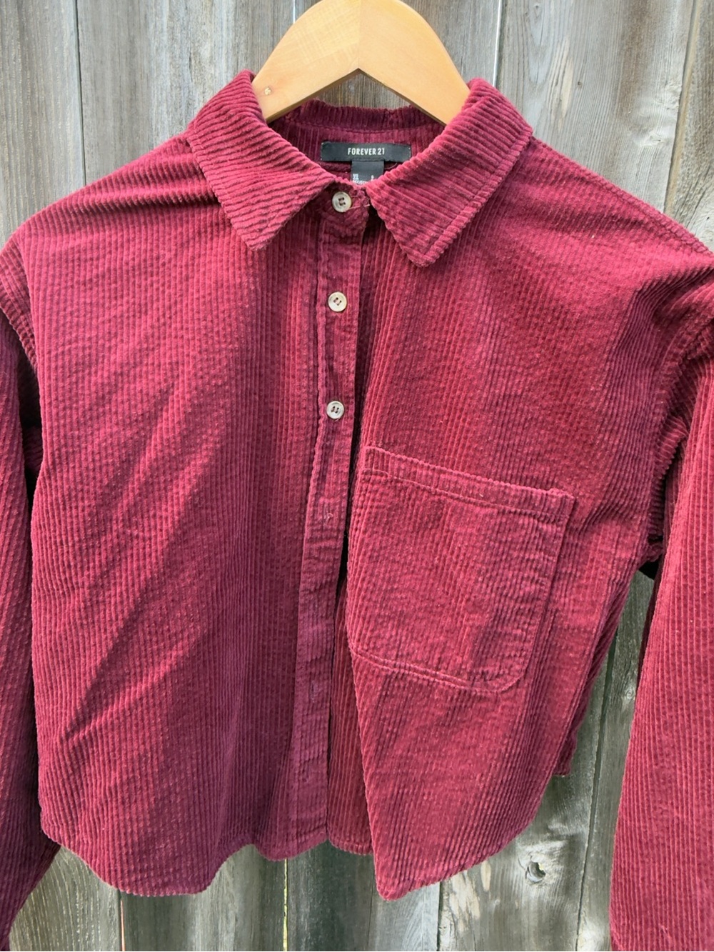 Forever 21 Corduroy Shirt Jacket - Wine - Picture 1 of 5